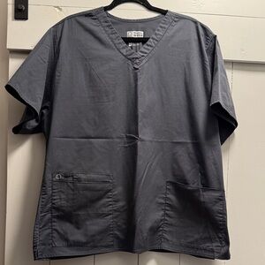 WonderWink Charcoal Gray Scrub Top XXL Women’s Wonder Work Stretch Comfort